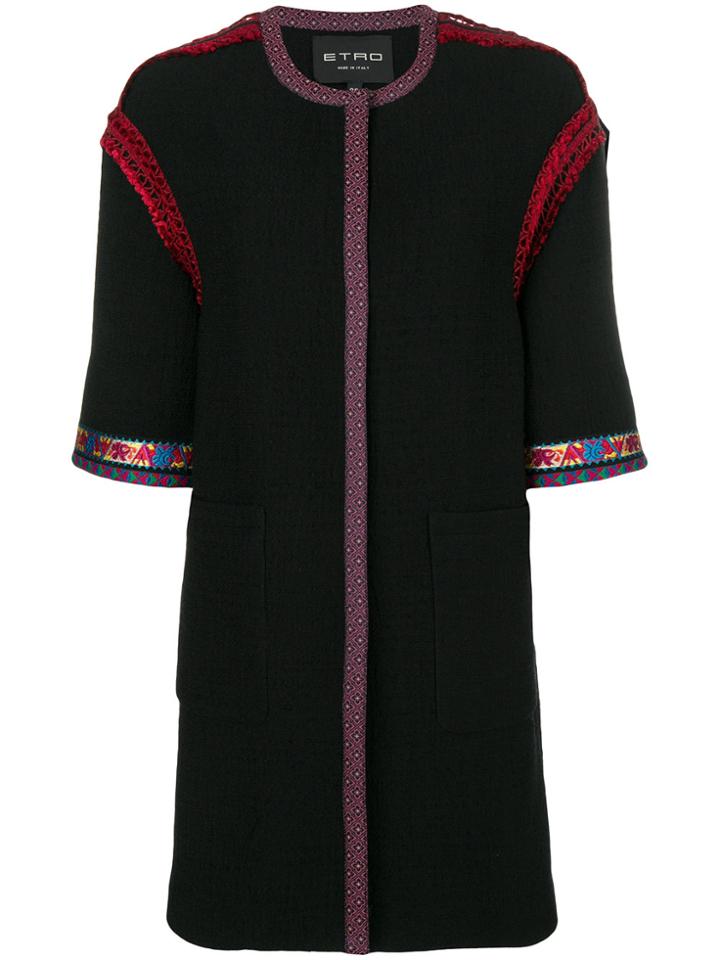 Etro Mixed Trim Coat - Black