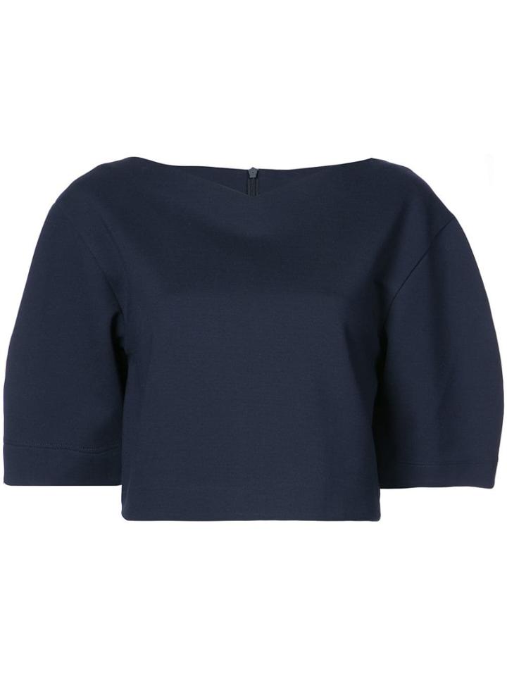 Tibi Bond V-neck Cropped Top - Blue
