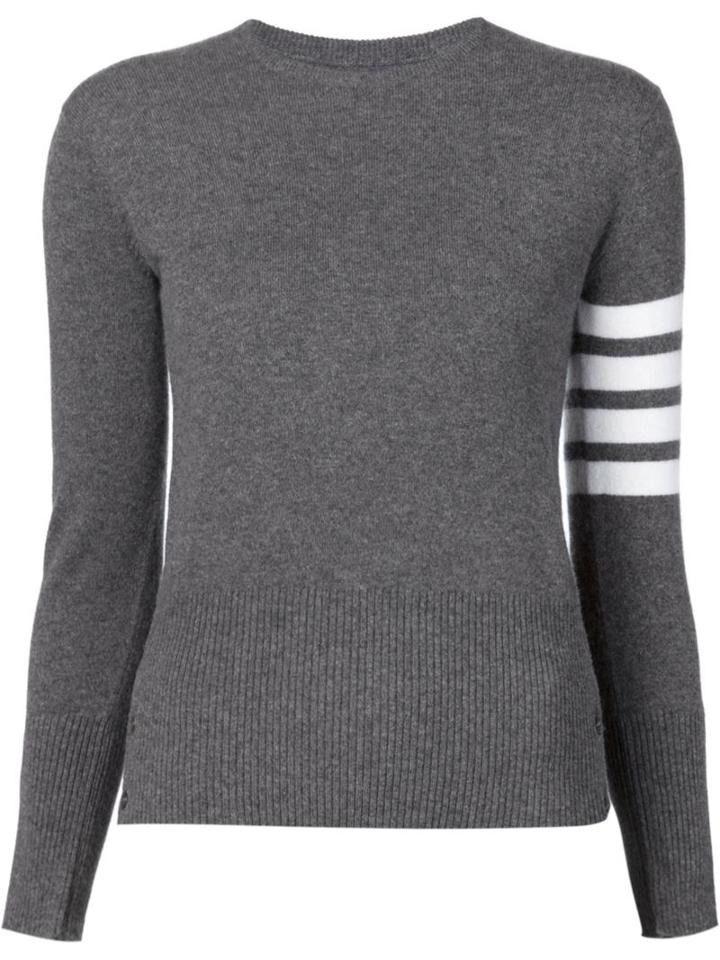 Thom Browne Striped Sleeve Sweater, Women's, Size: 38, Grey, Cashmere