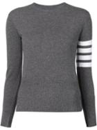 Thom Browne Striped Sleeve Sweater, Women's, Size: 38, Grey, Cashmere