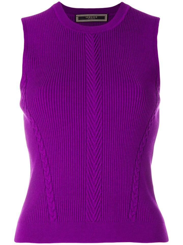 Versace Ribbed Sleeveless Jumper - Pink & Purple