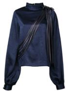 Donnah Mabel Strings Blouse, Women's, Size: 0, Blue, Acetate/polyester