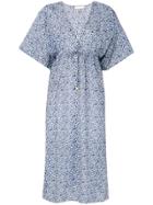 Tory Burch Floral Print Midi Dress - Blue
