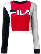 Fila Colour Block Cropped Sweatshirt - Red
