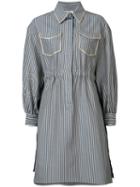 Fendi - Striped Shirt Dress - Women - Silk/cotton - 38, Nude/neutrals, Silk/cotton