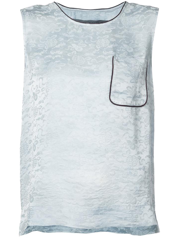 Raquel Allegra - Chest Pocket Vest - Women - Silk - M, Blue, Silk