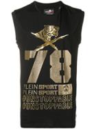 Plein Sport '78' Tiger Motif Sleevess Top - Black