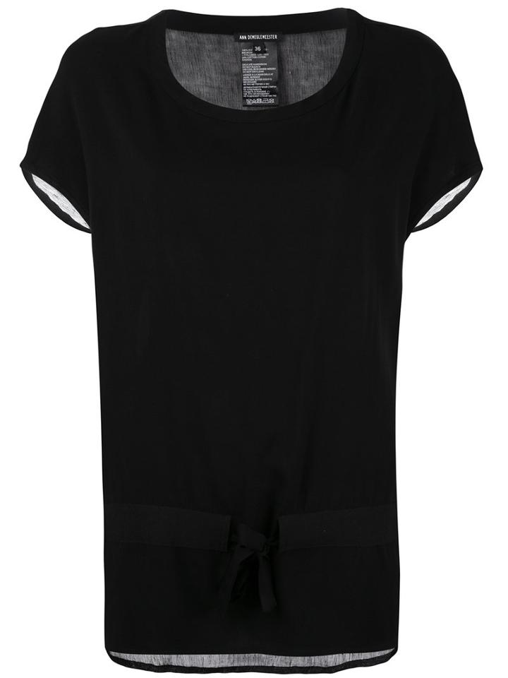 Ann Demeulemeester Transparent Back T-shirt, Women's, Size: 40, Black, Rayon/linen/flax/cotton