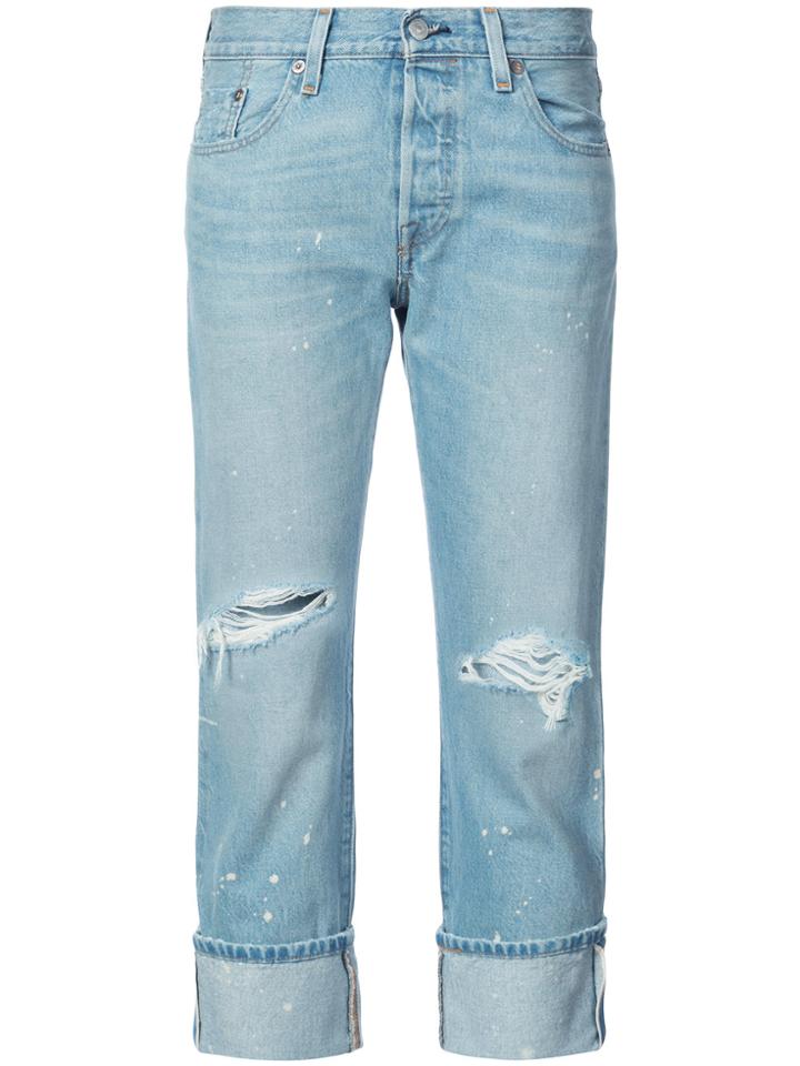 Levi's Distressed Cropped Jeans - Blue