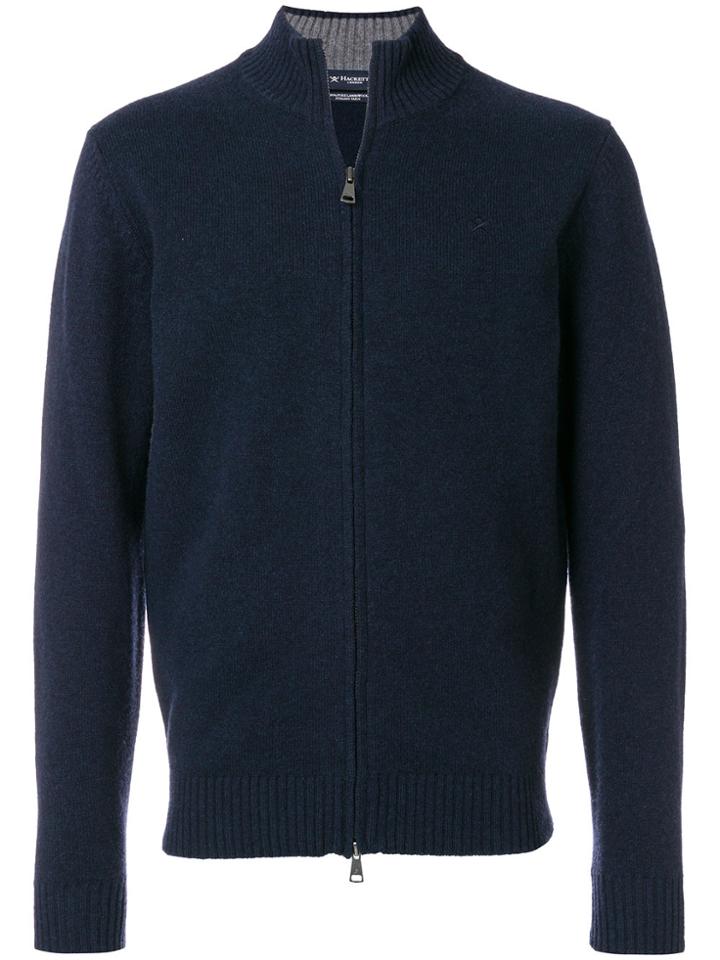 Hackett Funnel Neck Zipped Cardigan - Blue