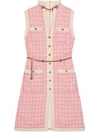 Gucci Short Tweed Dress With Chain Belt - Pink