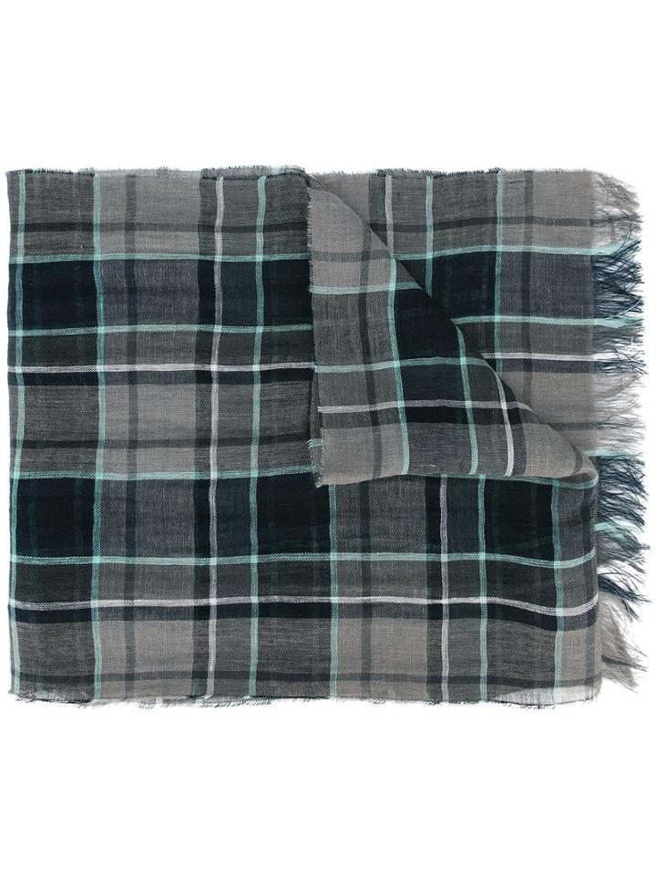 Ps By Paul Smith - Checked Scarf - Men - Linen/flax - One Size, Grey, Linen/flax