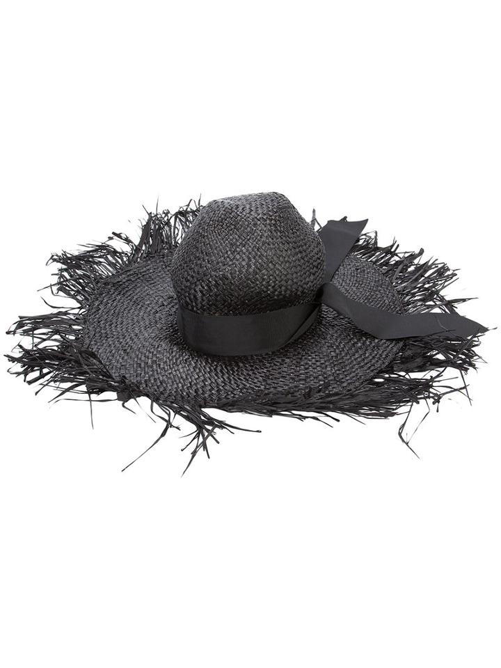 Gigi Burris Millinery - Destroyed Sun Hat - Women - Raffia - One Size, Black, Raffia