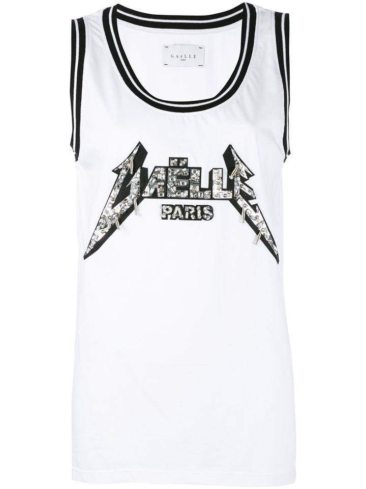 Gaelle Bonheur - Logo Print Tank Top - Women - Cotton - 0, White, Cotton