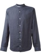 Armani Jeans Mandarin Collar Shirt, Men's, Size: Xxl, Blue, Linen/flax