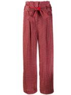 Pt01 Paperbag Waist Printed Trousers - Red