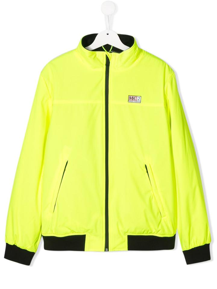 Mc2 Saint Barth Kids Logo Patch Bomber Jacket - Yellow