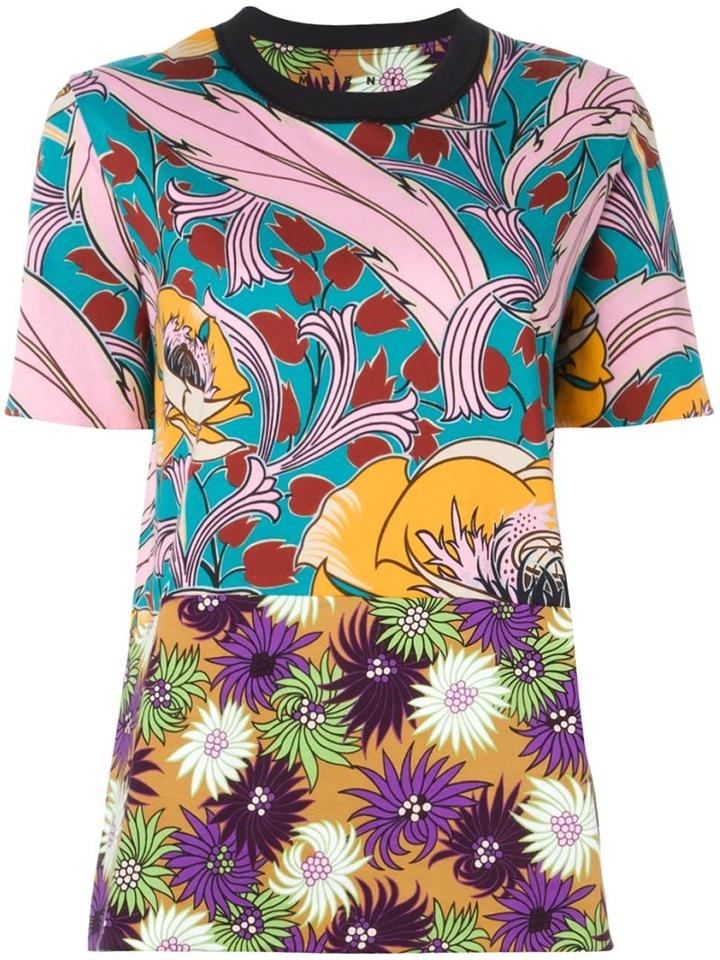 Marni Floral Print T-shirt, Women's, Size: 42, Cotton