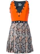 Fausto Puglisi Embellished Snakeskin Effect Dress, Women's, Size: 40, Yellow/orange, Silk/acetate/viscose