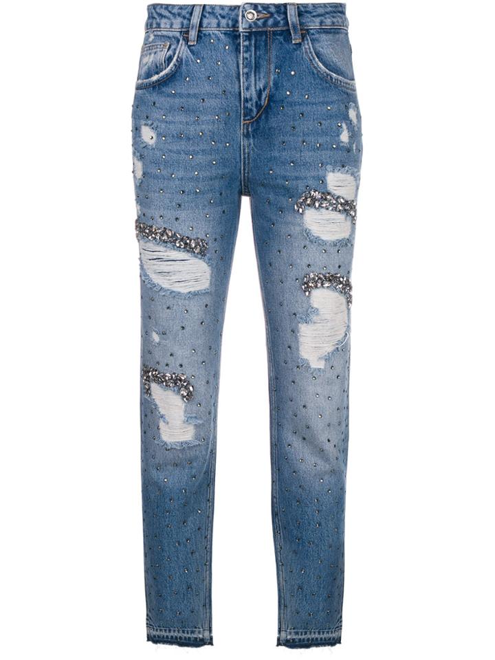 Liu Jo Embellished Distressed Jeans - Blue