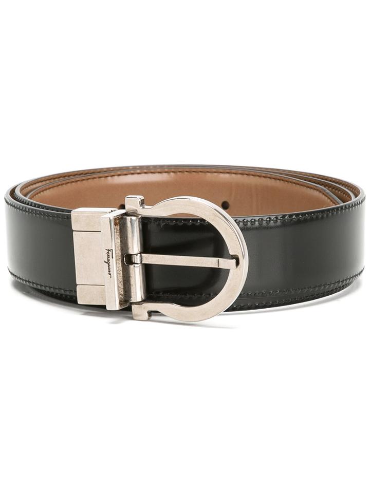 Salvatore Ferragamo Reversible Gancio Buckle Belt, Men's, Size: 115, Black, Calf Leather