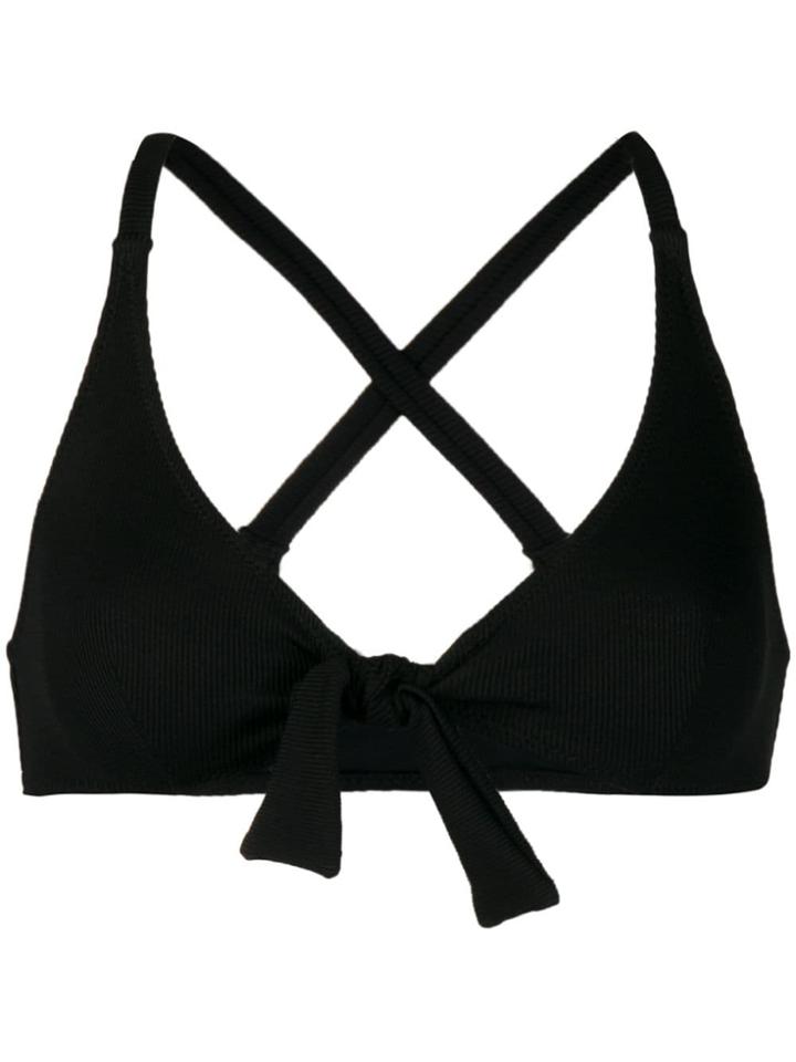Solid & Striped Triangle Bikini Top - Black