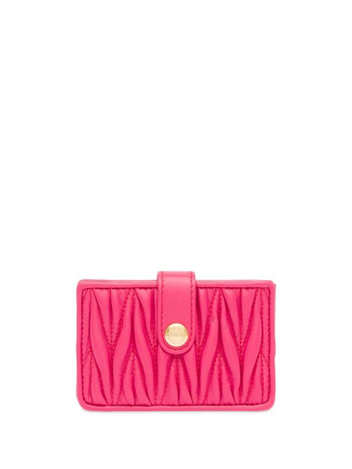 Miu Miu Matelassé Card Holder - Pink