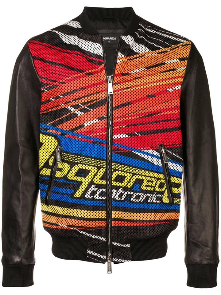 Dsquared2 Printed Biker Jacket - Black