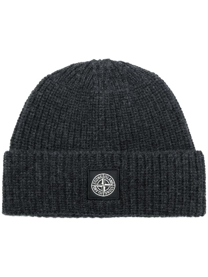 Stone Island Ribbed Beanie - Grey