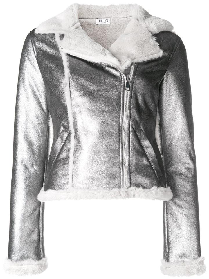 Liu Jo Shearling Biker Jacket - Metallic