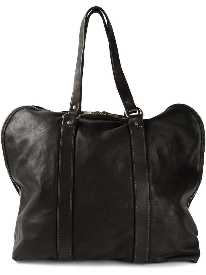 Guidi Leather Tote, Men's, Black, Leather
