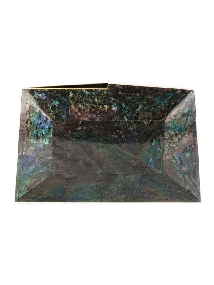 Serpui Geometric Panelled Clutch, Women's, Black, Pearls