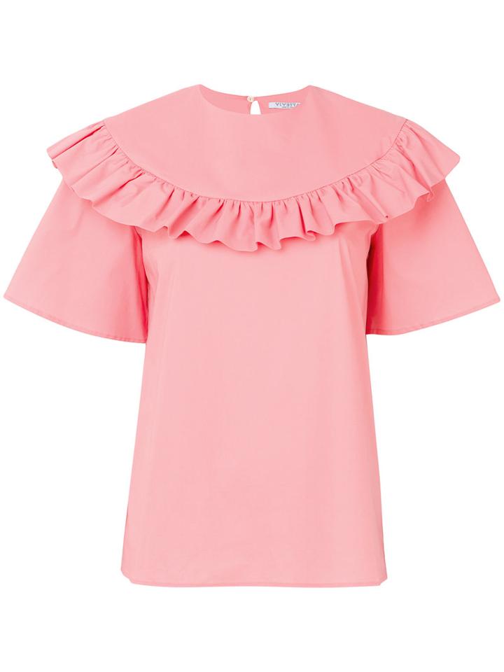 Vivetta - Ruffle Blouse - Women - Cotton/spandex/elastane - 44, Pink/purple, Cotton/spandex/elastane