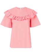 Vivetta - Ruffle Blouse - Women - Cotton/spandex/elastane - 44, Pink/purple, Cotton/spandex/elastane