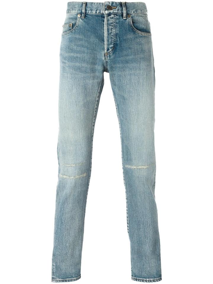 Saint Laurent Stonewashed Slim Jeans - Blue