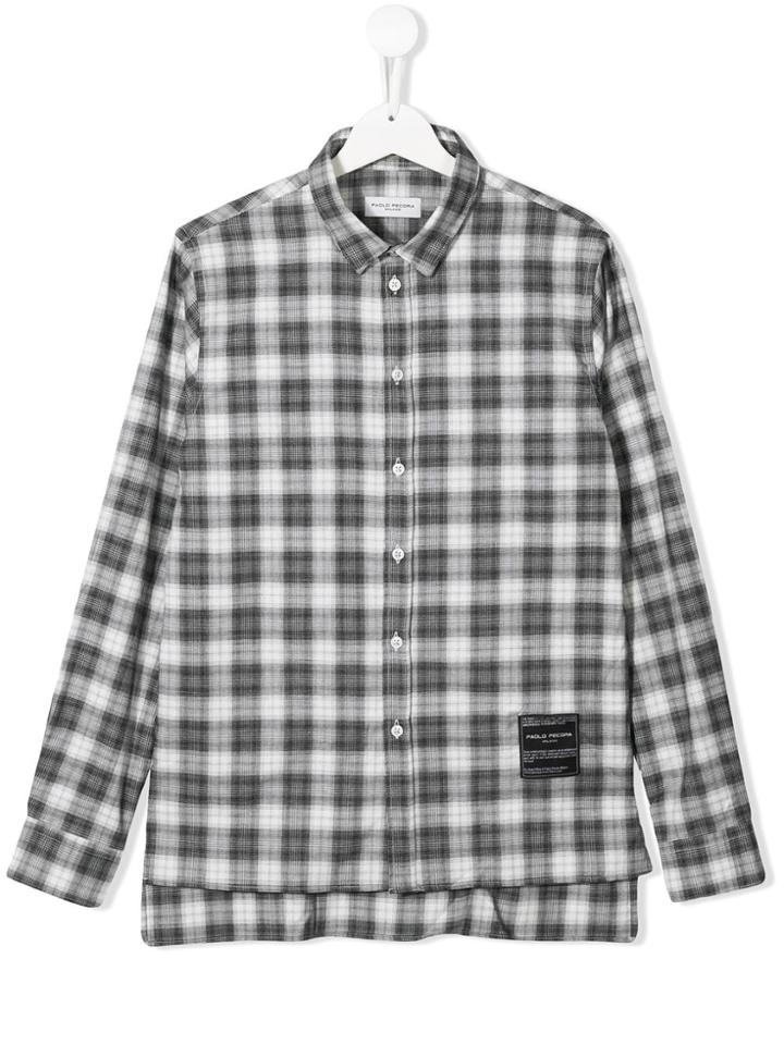 Paolo Pecora Kids Teen Checked Shirt - Grey