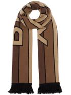 Burberry Logo Detail Fringed Scarf - Brown