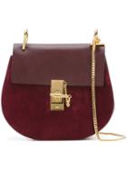 Chloé 'drew' Shoulder Bag, Women's, Pink/purple, Calf Suede/calf Leather