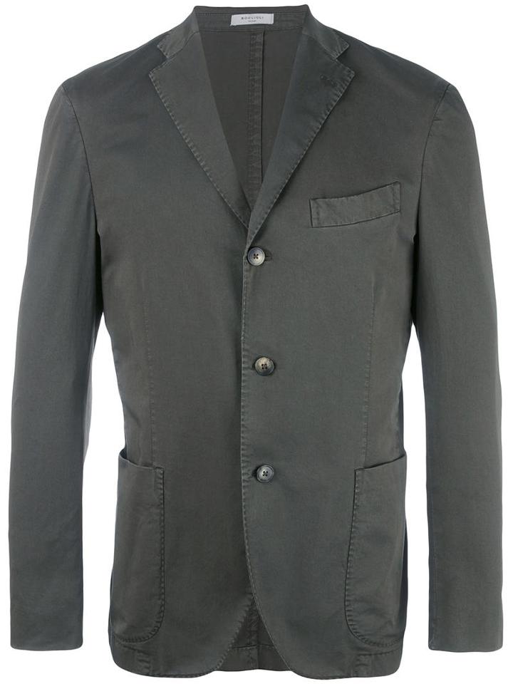 Boglioli Three Button Blazer, Men's, Size: 48, Green, Cotton/spandex/elastane/cupro
