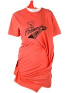 Junya Watanabe Comme Des Garçons - Gathered Detail T-shirt - Women - Cotton/polyester/polyurethane/rayon - S, Women's, Yellow/orange, Cotton/polyester/polyurethane/rayon