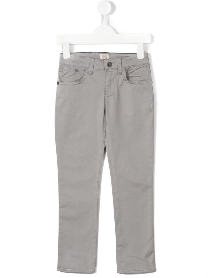 Armani Junior Classic Regular Length Trousers, Boy's, Size: 9 Yrs, Grey