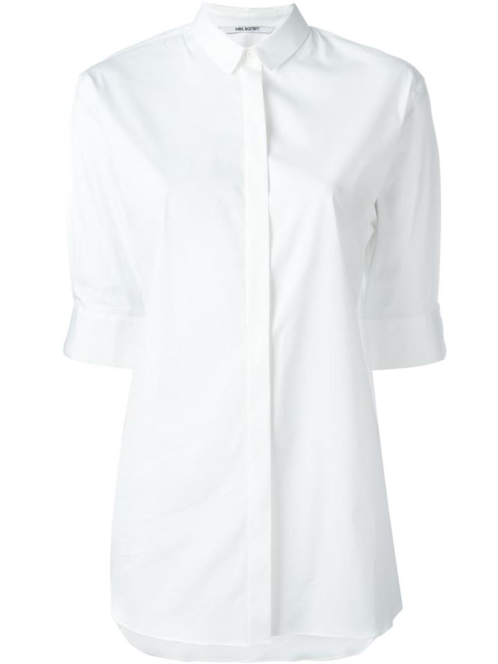 Neil Barrett Cropped Sleeve Shirt, Women's, Size: M, White, Cotton/polyamide/spandex/elastane