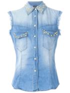 Just Cavalli Sleeveless Denim Shirt, Women's, Size: 42, Blue, Cotton