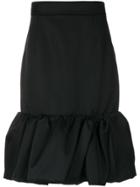 Prada Ruffled Hem Midi Skirt - Black