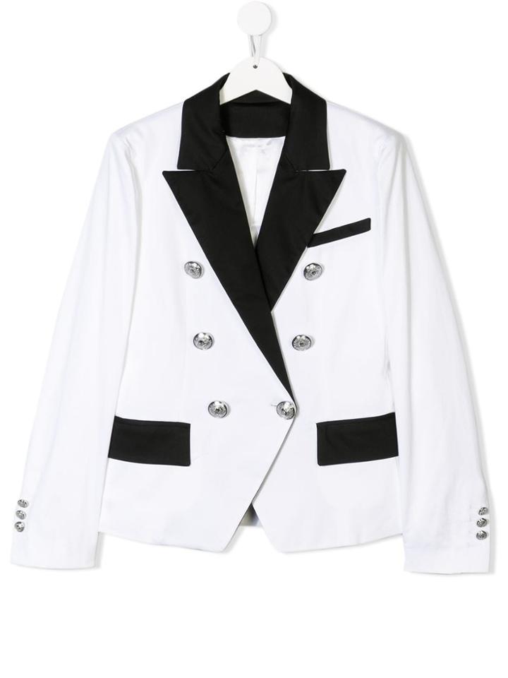 Balmain Kids Double Buttoned Suit Jacket - White