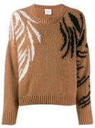 Alysi Embroidered Detail Sweaterlong Sleeve - Brown