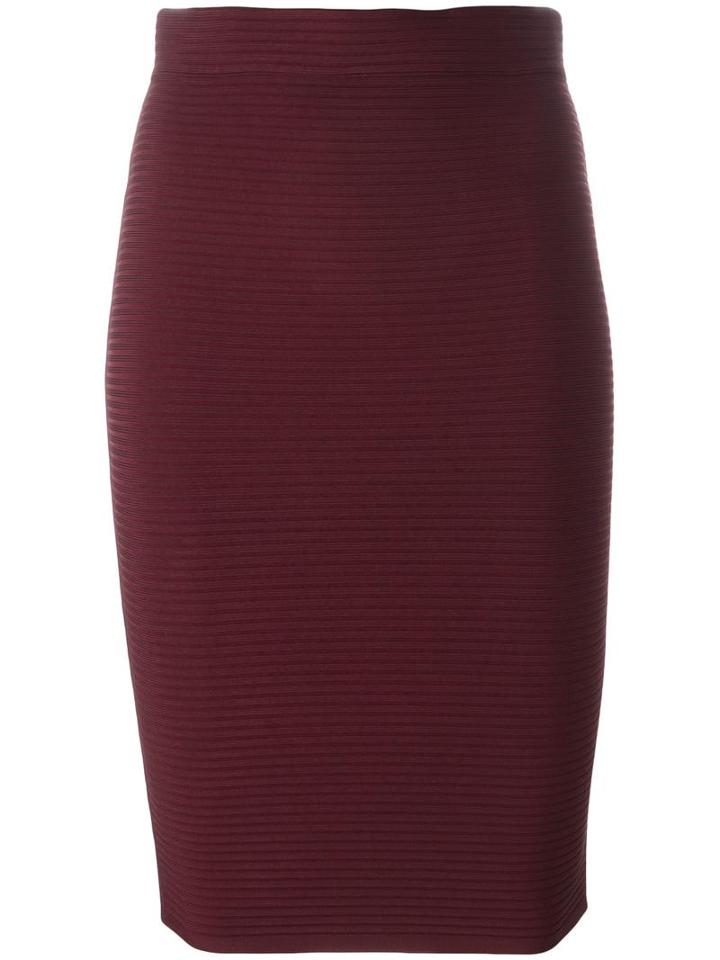 T By Alexander Wang Ribed Pencil Skirt, Women's, Size: Small, Red, Rayon/nylon/spandex/elastane
