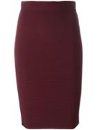 T By Alexander Wang Ribed Pencil Skirt, Women's, Size: Small, Red, Rayon/nylon/spandex/elastane