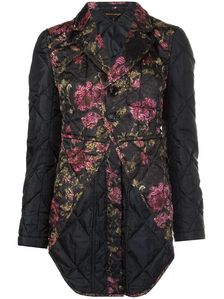 Comme Des Garçons Floral Print Blazer, Women's, Size: Large, Black, Polyester