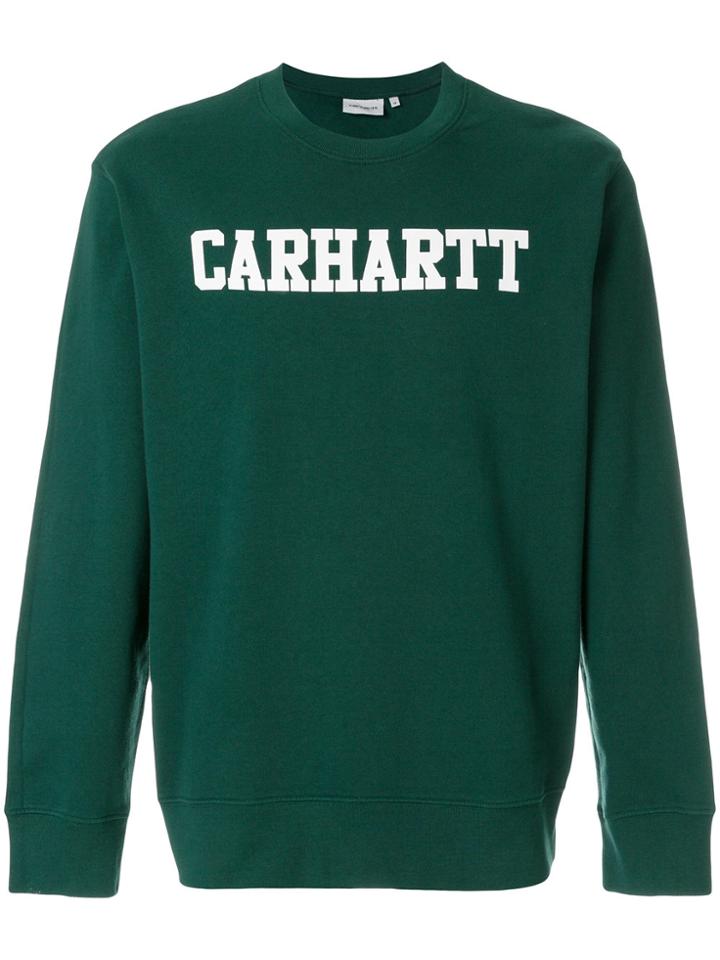 Carhartt Logo Print College Sweatshirt - Green